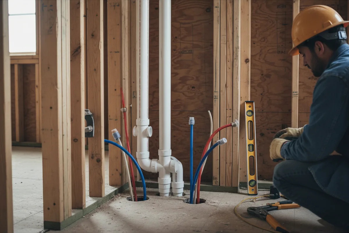 Drain and supply rough-in during Leak Detection in Ravenna